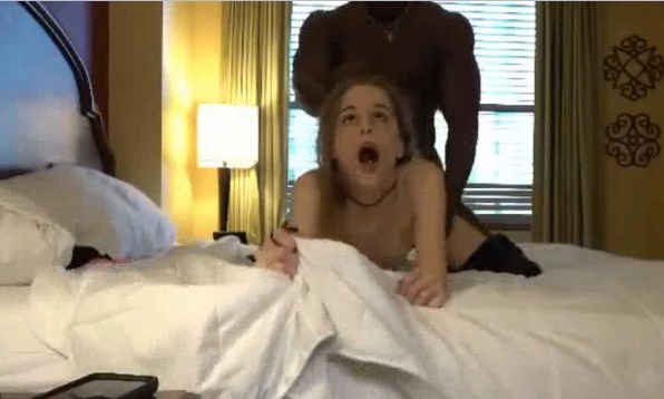 Skinny white chick going hardcore on a black cock